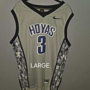 ALLEN IVERSON Nike Hoyas #3 Gray Basketball Jersey - Large